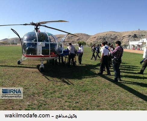  مصدومان حادثه بامداد جمعه داراب که وضعیت جسمانی وخیم داشتند با بالگرد به شیراز منتقل شدند